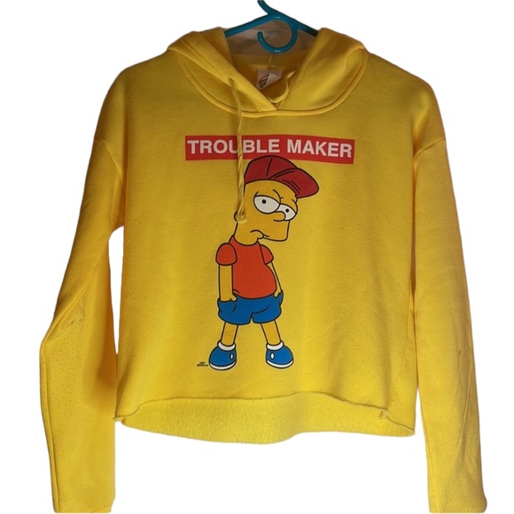 The Simpsons Sweaters The Simpsons Bart Troublemaker Cropped Hoodie